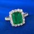 S925 Sterling Silver Imitation Emerald Ring for Women with a 2-carat Cluster Setting and Full Diamond Inlay 7*9mm - MOWTE