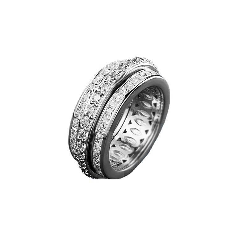 High-carbon Diamond Micro-setting Row Ring Rotating Ring Popular New Product - MOWTE