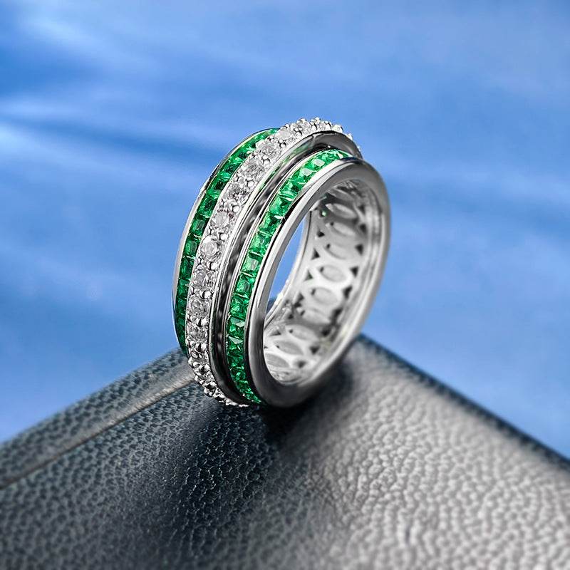 High-carbon Diamond Micro-setting Row Ring Rotating Ring Popular New Product - MOWTE
