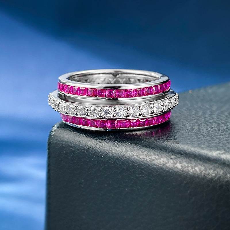 High-carbon Diamond Micro-setting Row Ring Rotating Ring Popular New Product - MOWTE
