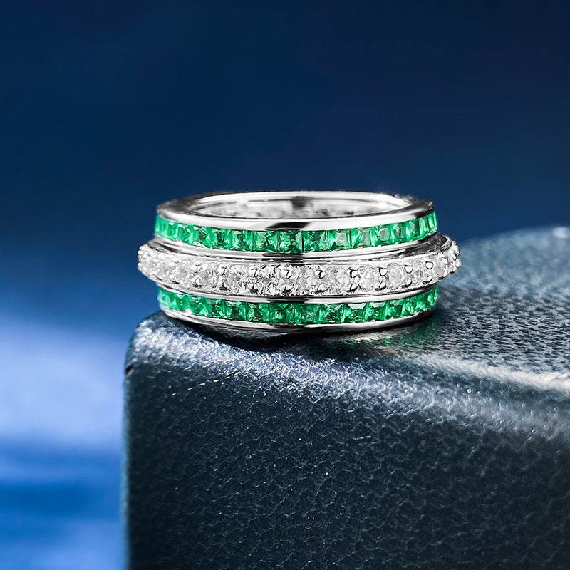 High-carbon Diamond Micro-setting Row Ring Rotating Ring Popular New Product - MOWTE