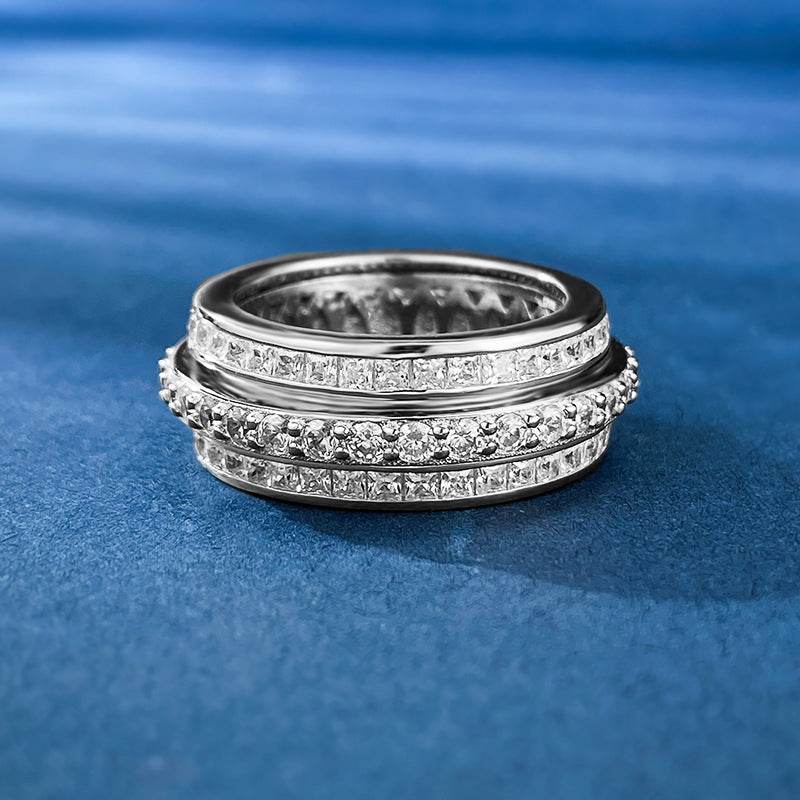 High-carbon Diamond Micro-setting Row Ring Rotating Ring Popular New Product - MOWTE