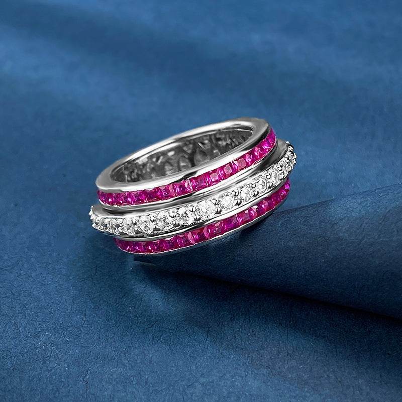 High-carbon Diamond Micro-setting Row Ring Rotating Ring Popular New Product - MOWTE