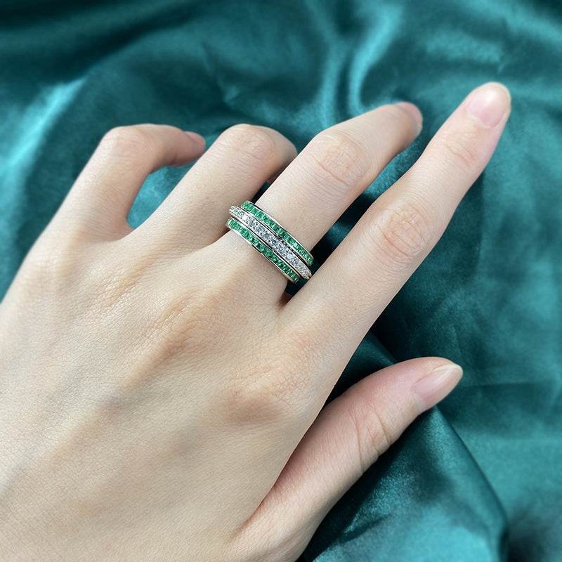 High-carbon Diamond Micro-setting Row Ring Rotating Ring Popular New Product - MOWTE