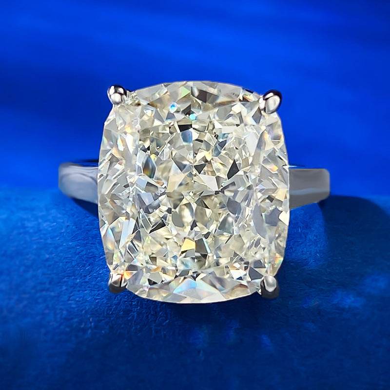 High-end Imitation Diamond Wedding Ring huge12*14mm 6-carat high-carbon diamond ice flower cut G color S925 sterling silver women - MOWTE