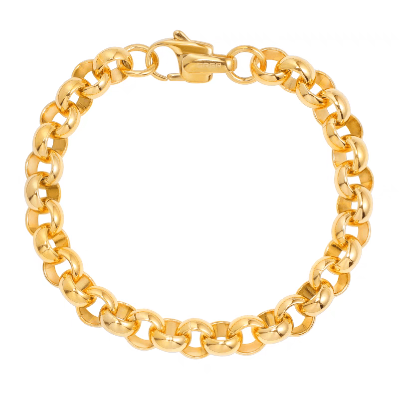 18K Gold-colored Handchain hip-hop titanium steel circular bracelet suitable for both men and women high-end O-shaped design - MOWTE