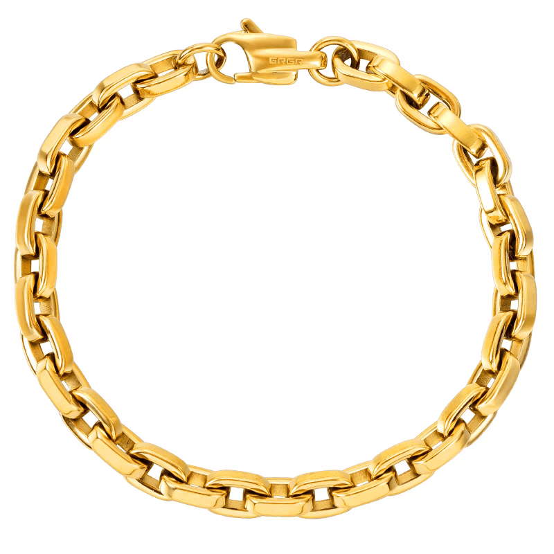 18K Gold-colored Handchain hip-hop titanium steel bracelet suitable for both men and women high-end O-shape