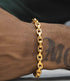 18K Gold-colored Handchain hip-hop titanium steel bracelet suitable for both men and women high-end O-shape