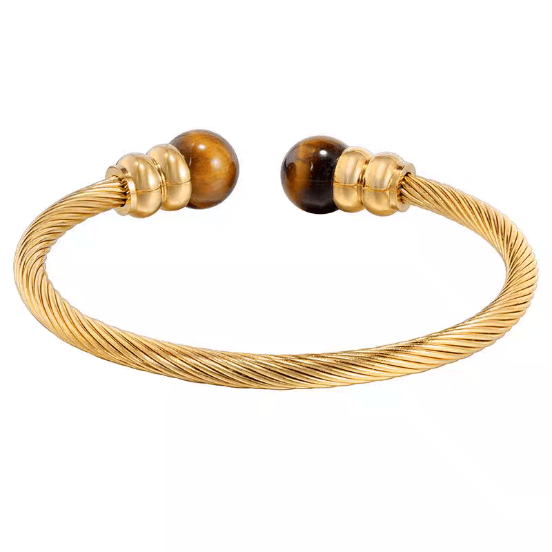 18K gold bracelet men and women hip-hop trend titanium Fried Dough Twists bangle adjustable opening