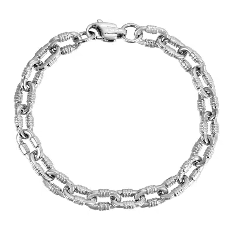 Silver titanium steel 8-shaped spiral bracelet hip-hop trend personality O-shape splicing bracelet high-end feel without fading