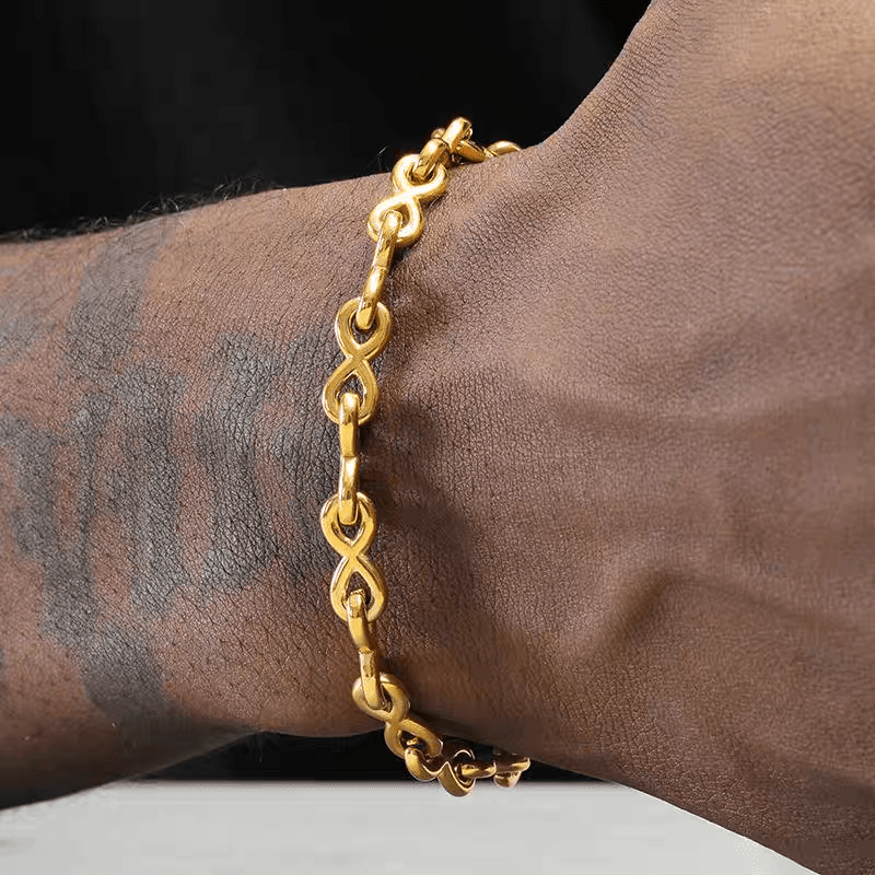 Silver titanium steel 8-shaped spiral bracelet hip-hop trend personality O-shape splicing bracelet high-end feel without fading - MOWTE