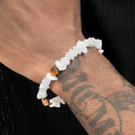 Round white shell bracelet for men and women simple and fashionable tiger eye stone handmade bead bracelet - MOWTE
