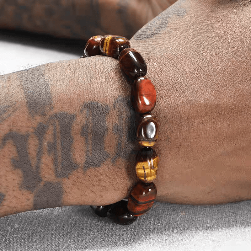 Natural Alien Tiger Eye Stone Bracelet Men's Trendy Retro Tiger Eye Stone Bracelet Women's Stone Jewelry High End - MOWTE