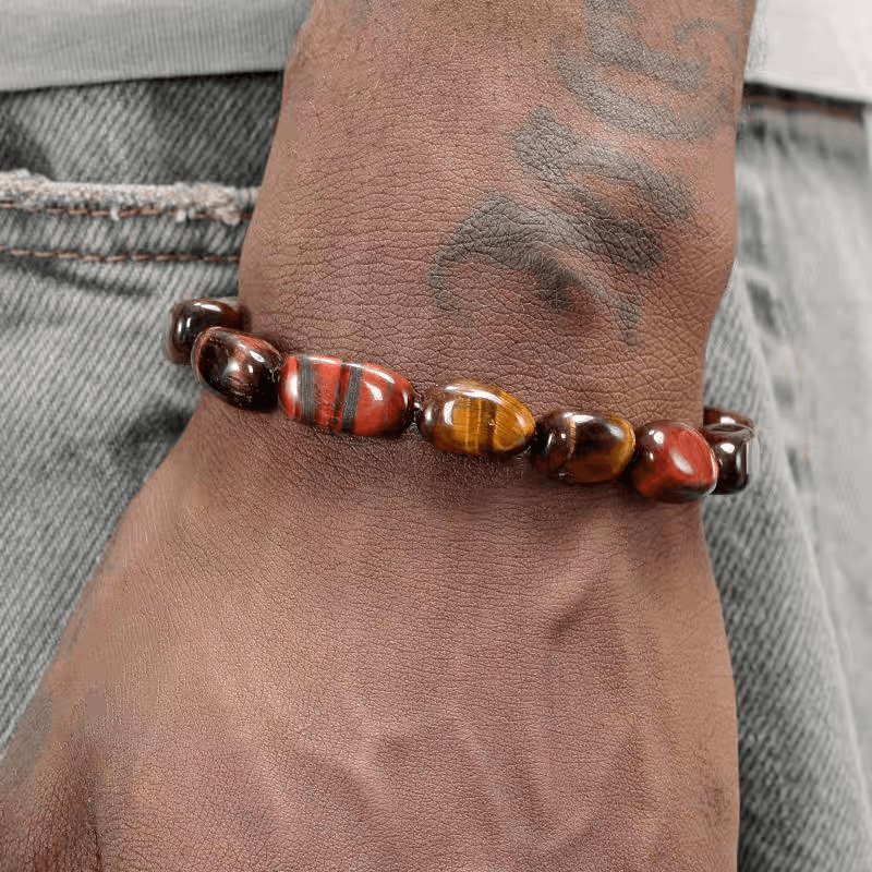 Natural Alien Tiger Eye Stone Bracelet Men's Trendy Retro Tiger Eye Stone Bracelet Women's Stone Jewelry High End - MOWTE