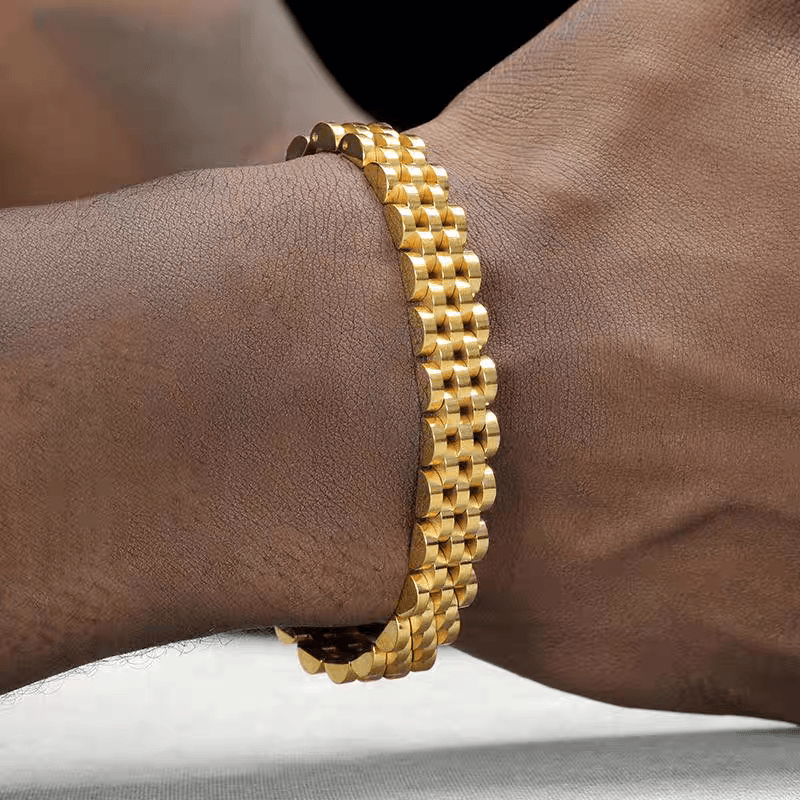 Polishing Bracelet Men's Hip Hop Street Rap Thin Gold Strap Bracelet Trendy