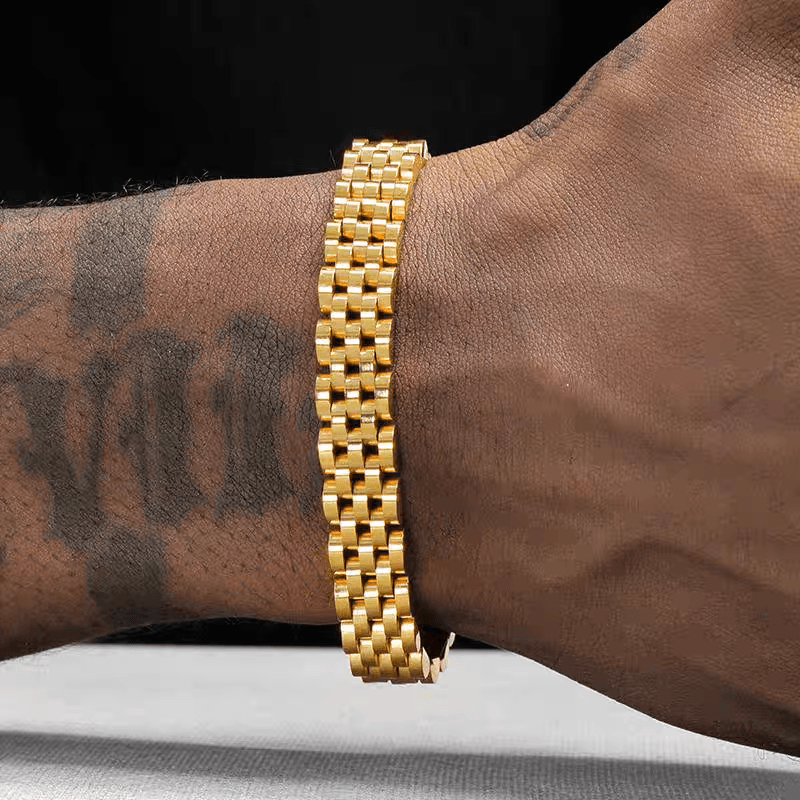 Polishing Bracelet Men's Hip Hop Street Rap Thin Gold Strap Bracelet Trendy - MOWTE