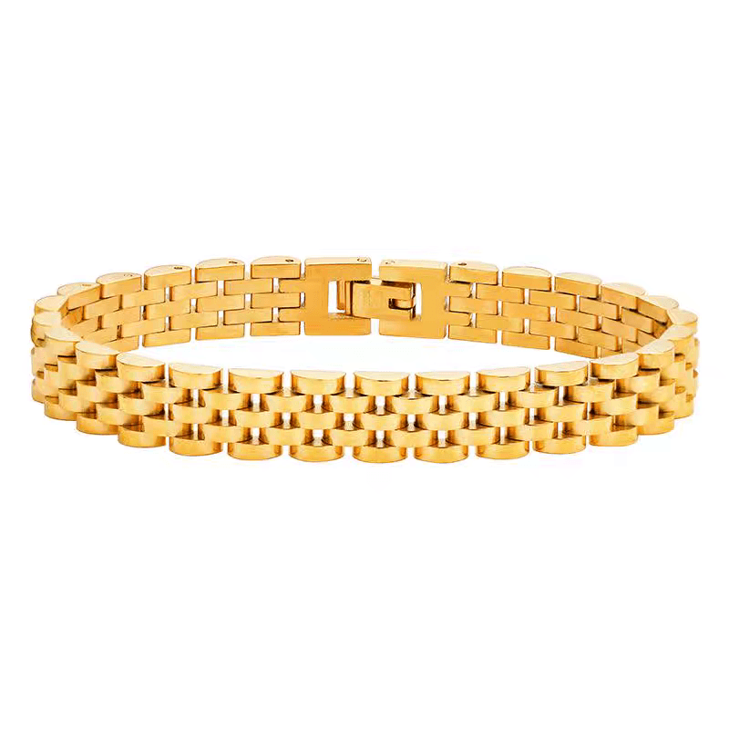 Polishing Bracelet Men's Hip Hop Street Rap Thin Gold Strap Bracelet Trendy