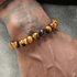 Natural Tiger Eye Stone Bracelet for Men Trendy Versatile Round Bead Cross Gold Circle Round Bead Bracelet for Women - MOWTE