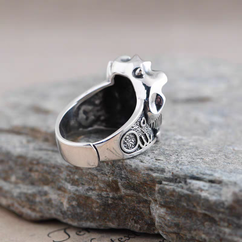 S925 pure silver precision kitten pirate Zoro eyes cat mouth for wealth cat men and women ring