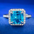 S925 Silver 8 * 8 Ocean Blue Diamond Ring Daily Fashion Rich Lady Style - MOWTE