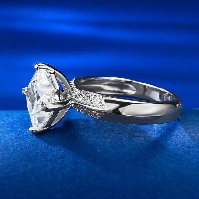 Four cornered irregular high carbon diamond ring for women 925 silver daily outfit