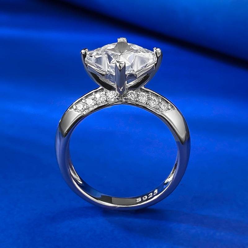 Four cornered irregular high carbon diamond ring for women 925 silver daily outfit