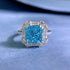 925 sterling silver 8 * 8 sea blue ice flower cut high-end square ring for women - MOWTE