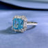 925 sterling silver 8 * 8 sea blue ice flower cut high-end square ring for women - MOWTE
