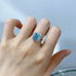 925 sterling silver 8 * 8 sea blue ice flower cut high-end square ring for women - MOWTE