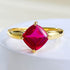 New 7 * 7 Pigeon Blood Brown Sugar Tower Ring S925 Silver Plated Gold Base Stackable Style - MOWTE