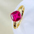 New 7 * 7 Pigeon Blood Brown Sugar Tower Ring S925 Silver Plated Gold Base Stackable Style - MOWTE