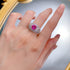 S925 Silver Fashion Commuter 8.0mm Pink Round Diamond Ring - MOWTE