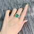 S925 pure silver exquisite top-level simulation emerald cut 10 * 12 rectangular luxury ring