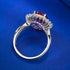 S925 Silver Dove Blood Red Simulated Diamond 8 * 10 Elliptical Ring Ring Group Inlaid Flower Cluster Wedding Ring