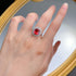 S925 Silver Dove Blood Red Simulated Diamond 8 * 10 Elliptical Ring Ring Group Inlaid Flower Cluster Wedding Ring