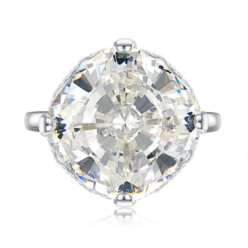925 Silver Top Luxury Set Large Diamond Ring 15 * 15 High Carbon Diamond Wedding Ring Engagement Ring - MOWTE