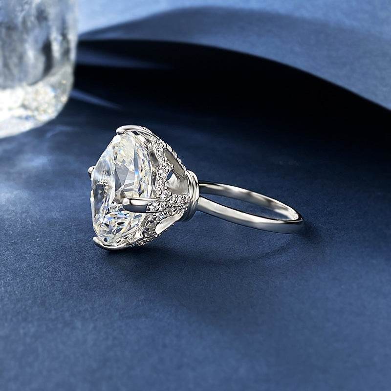 925 Silver Top Luxury Set Large Diamond Ring 15 * 15 High Carbon Diamond Wedding Ring Engagement Ring - MOWTE