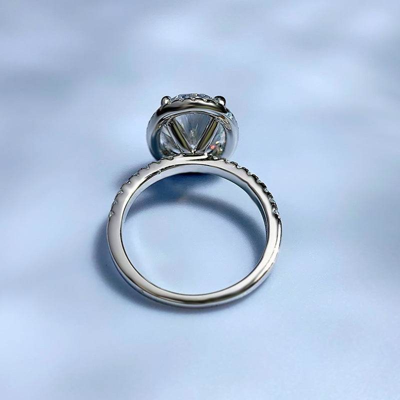 New 925 silver 9 * 12 oval pigeon egg high carbon diamond ring fashionable simple daily wear ring - MOWTE