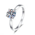 Moissanite ring made of pure silver plated with PT950 classic four claws - MOWTE