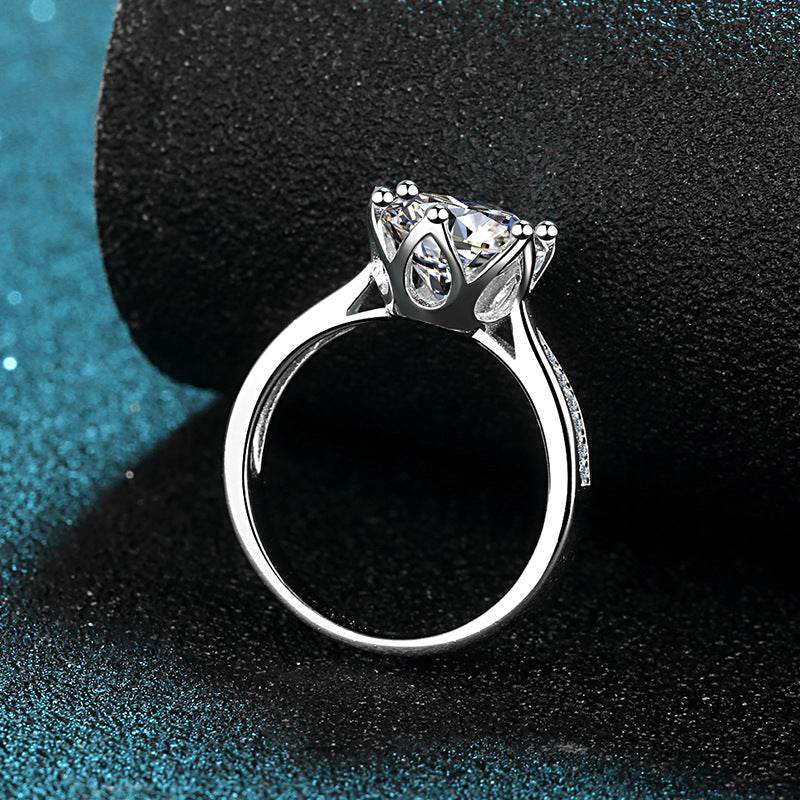 S925 sterling silver ring women's 3-carat moissanite diamond ring six claw wedding ring - MOWTE