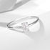 Personalized and minimalist single diamond pure silver ring for women with Instagram style geometric oval zirconia ring - MOWTE