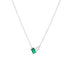 S925 pure silver inlaid with emerald rectangular water droplet zircon necklace, light luxury temperament, versatile collarbone chain