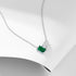 S925 pure silver inlaid with emerald rectangular water droplet zircon necklace, light luxury temperament, versatile collarbone chain