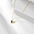 S925 pure silver inlaid with emerald rectangular water droplet zircon necklace, light luxury temperament, versatile collarbone chain