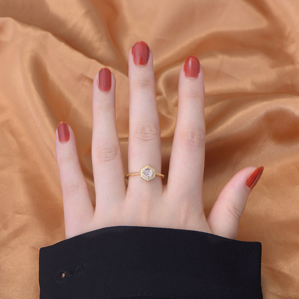 Natural Moonstone Pure Silver Ring