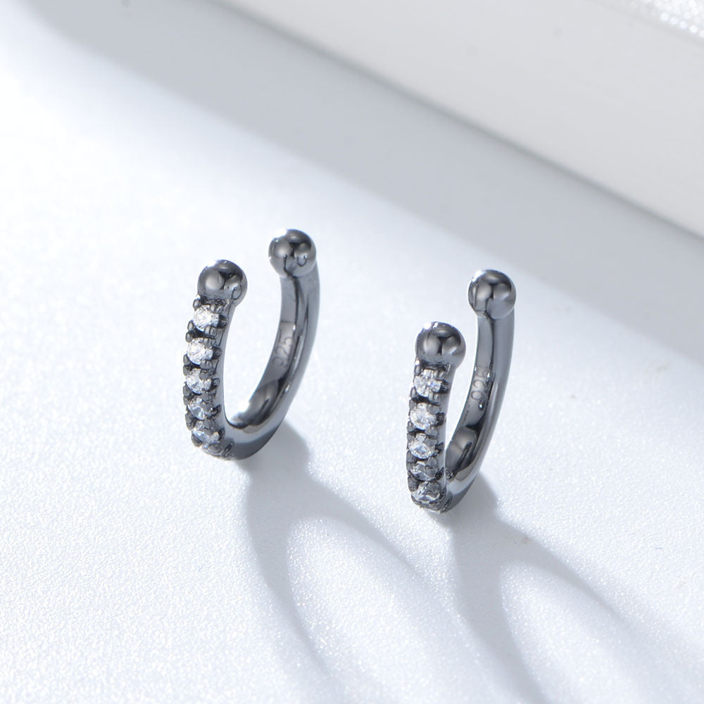 S925 silver ear clip female C-shaped diamond inlaid ear bone clip ear buckle without ear hole earrings