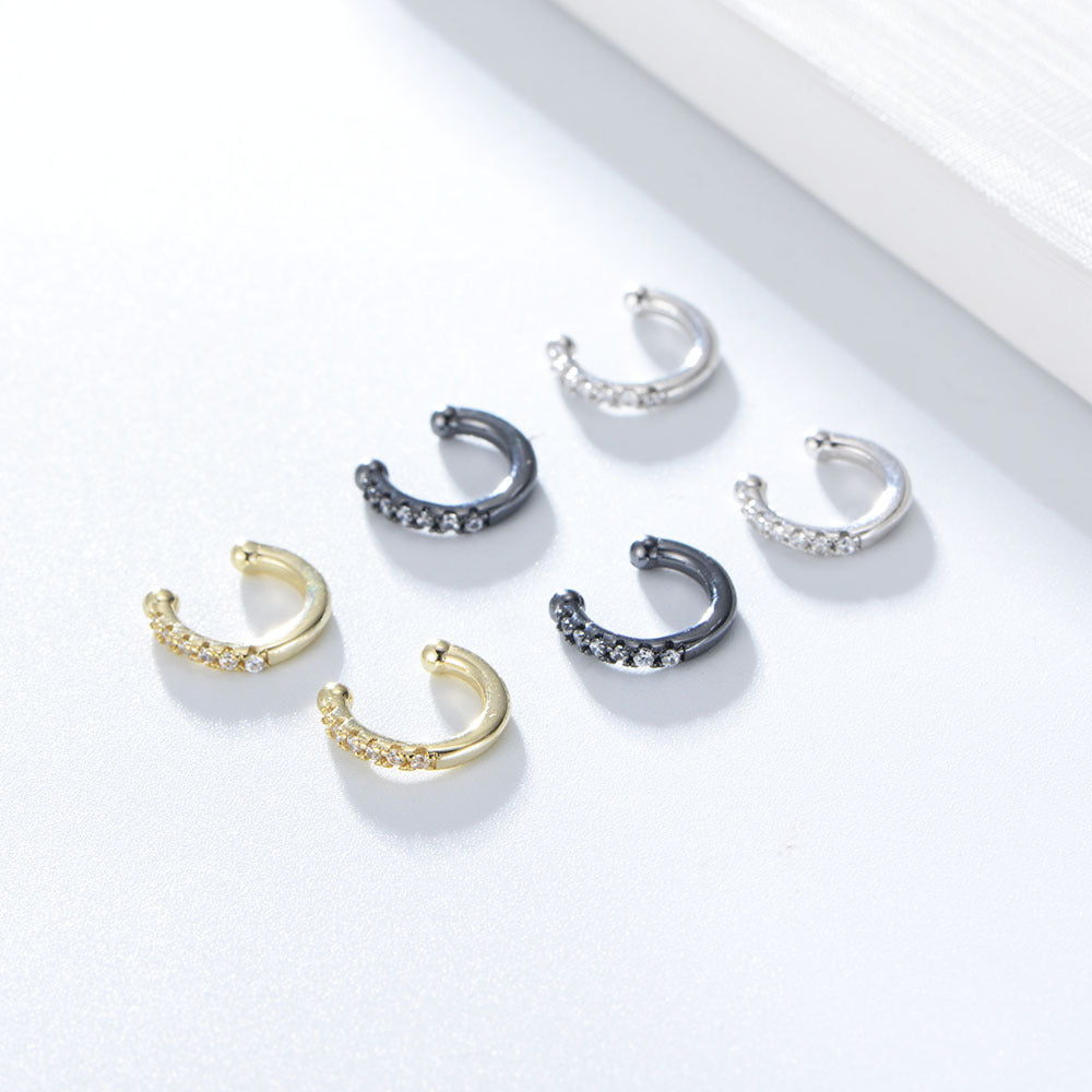 S925 silver ear clip female C-shaped diamond inlaid ear bone clip ear buckle without ear hole earrings