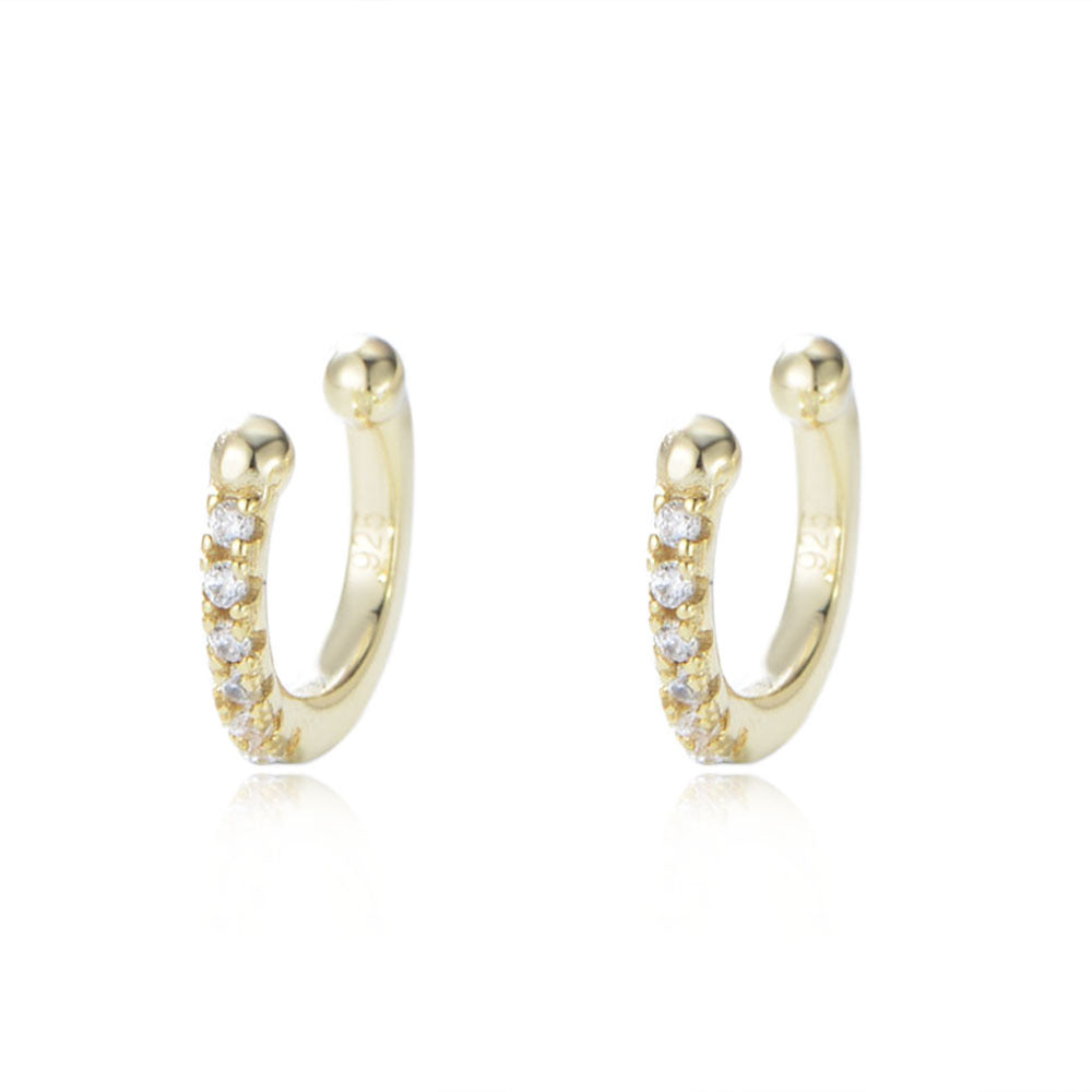 S925 silver ear clip female C-shaped diamond inlaid ear bone clip ear buckle without ear hole earrings