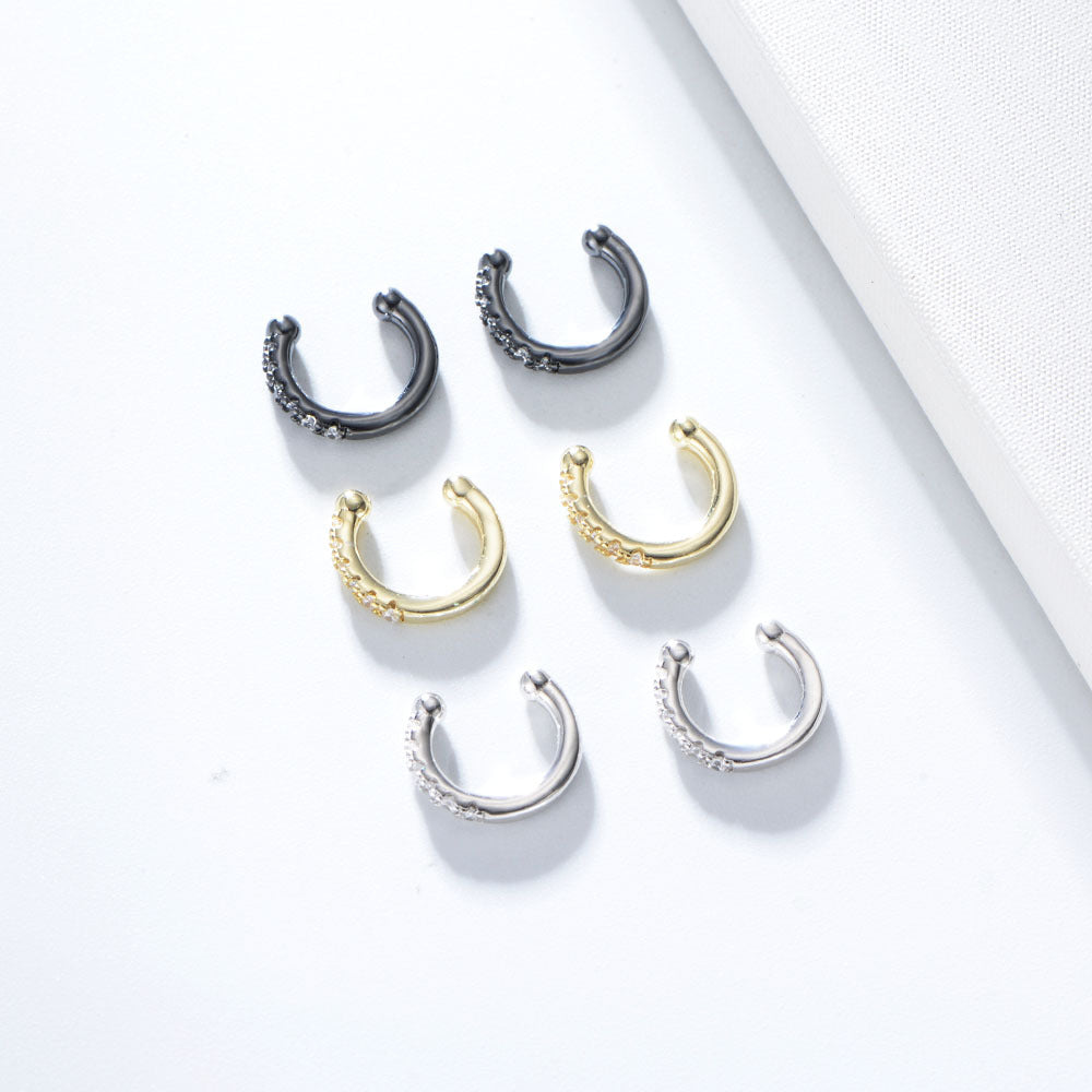 S925 silver ear clip female C-shaped diamond inlaid ear bone clip ear buckle without ear hole earrings