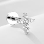 925 sterling silver geometric diamond inlaid Australian Treasure flat head threaded ear studs